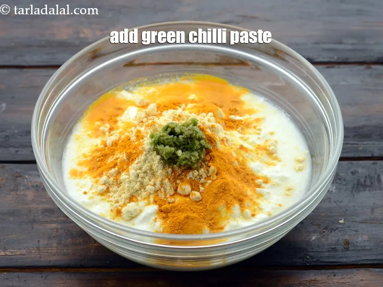 Step 18 – Add 1 tsp&nbsp;<a href="https://www.tarladalal.com/glossary-green-chilli-paste-hari-mirch-ki-paste-mirchi-paste-333i">green chilli paste</a>. If you do not have you can use finely …
