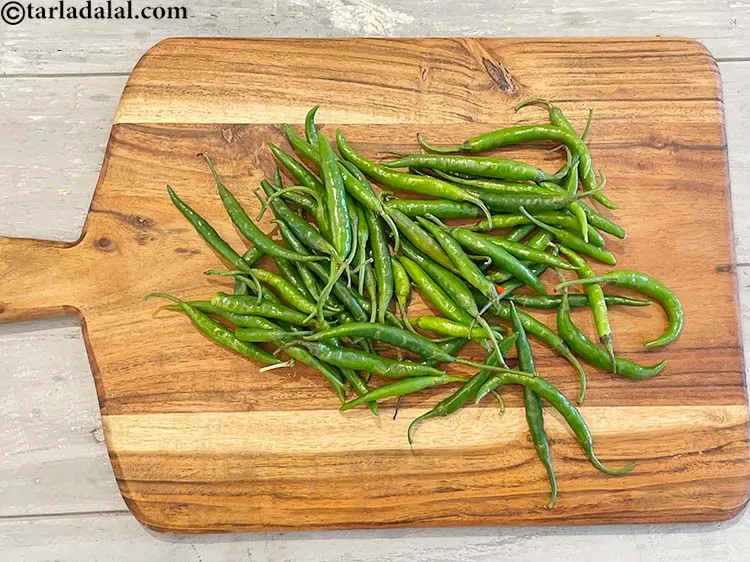 Step 1 – This is what green chillies look like.