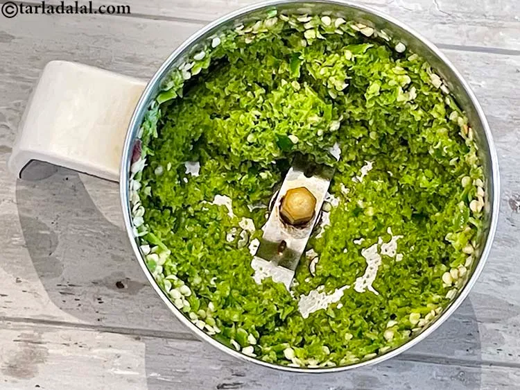 Step 8 – Blend for 10 to 15 seconds. Note that no water is used for&nbsp;<strong>green chilli paste …