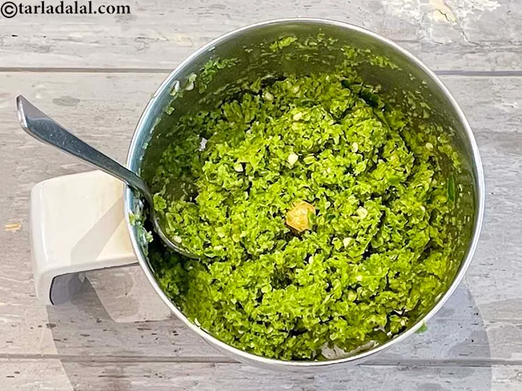 Step 11 – Again use a spoon and bring the paste to the centre of the mixer.&nbsp;We have …