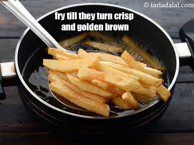 Step 8 – Put the potato fingers one by one or else the oil might splutter or the …