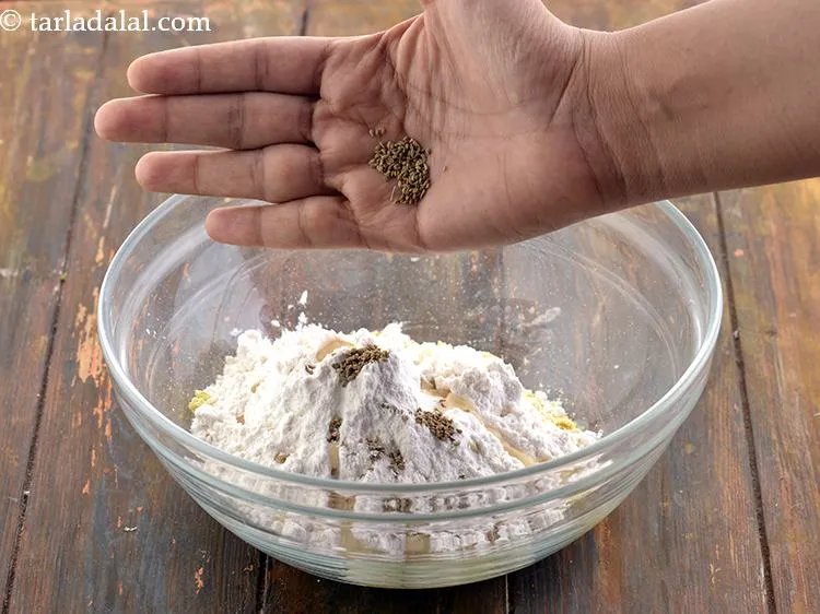 Step 4 – Now add the carom seeds to the flours. This will give a unique taste to …