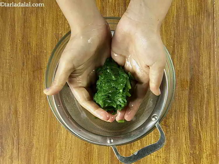 Step 32 – Squeeze out remaining water wrom the leaves with your hands to get rid of excesse …