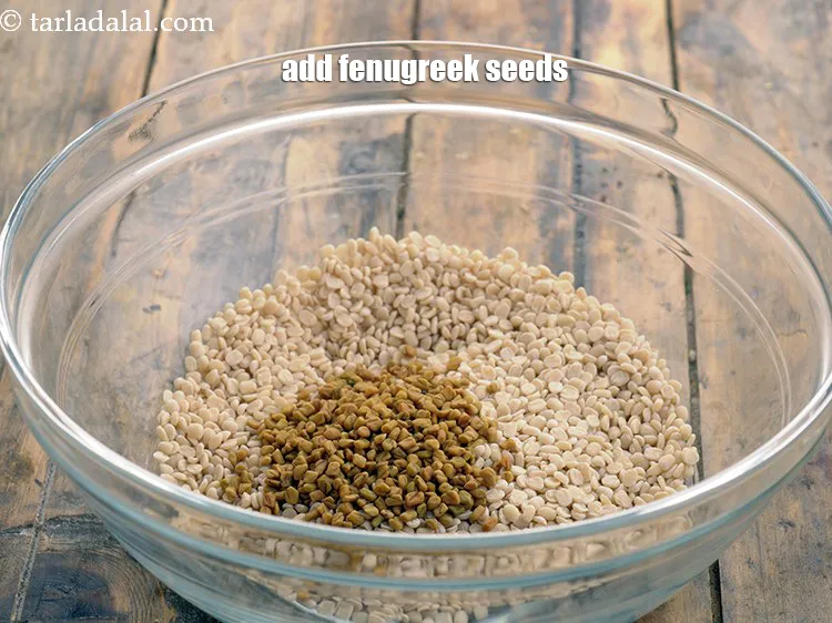 Step 5 – Add&nbsp;1 tbsp&nbsp;<a href="https://www.tarladalal.com/glossary-fenugreek-seeds-methi-dana-methi-ke-dane-methi-seeds-991i">fenugreek (methi) seeds</a>&nbsp;into the bowl. Adding fenugreek seeds to<strong>&nbsp;dosa batter</strong>&nbsp;helps in the process …