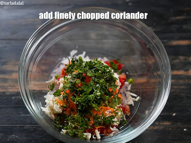Step 7 – Add 1 tbsp finely chopped coriander (dhania).