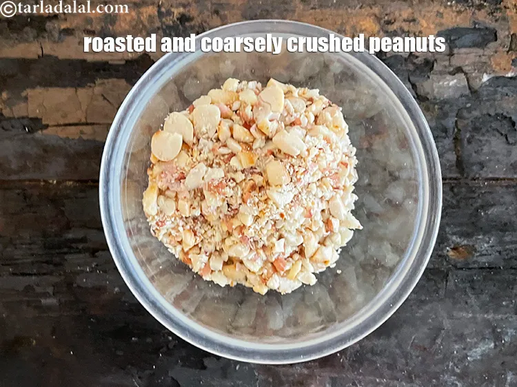 Step 8 – Keep aside. Your roasted and coarsely ground peanuts are ready to use in the tikki.