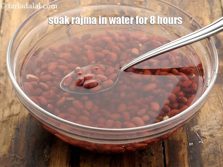 Step 5 – To make rajma, soak approx 1/2 cup rajma in enough water in a deep bowl …