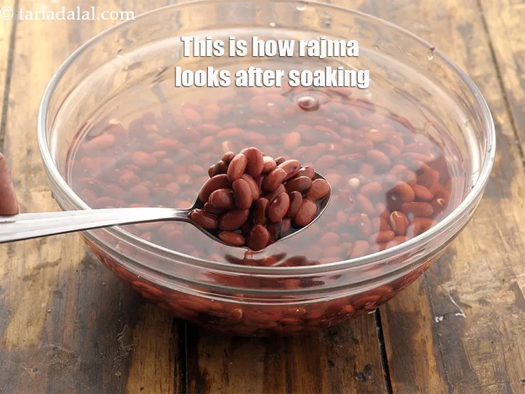 Step 6 – This is how the rajma looks after being soaked.