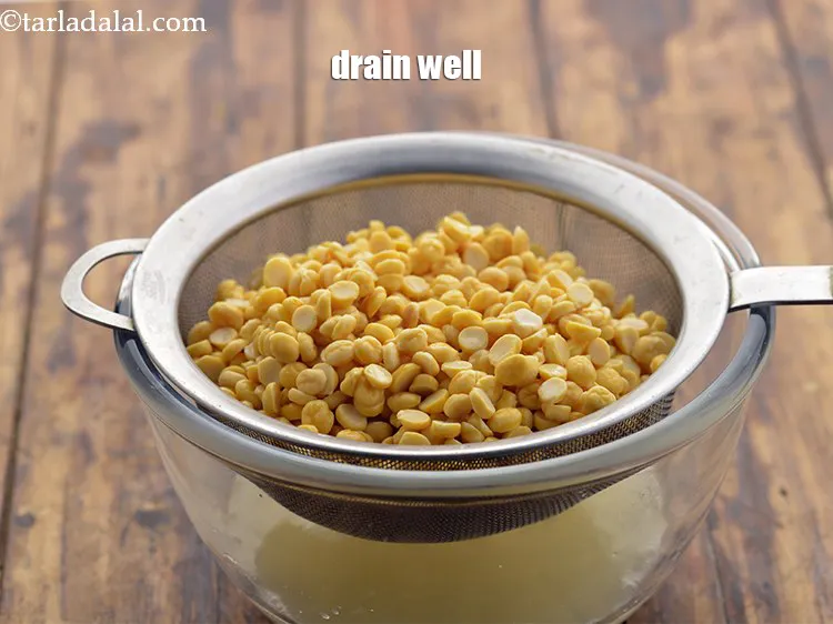 Step 13 – Drain this chana dal using a strainer again and discard the water. You will get …