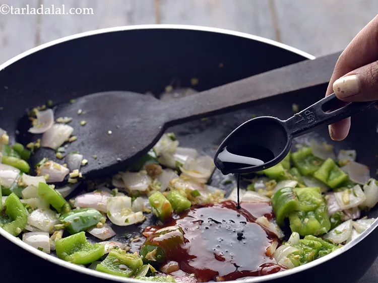 Step 17 – Add the soya sauce.