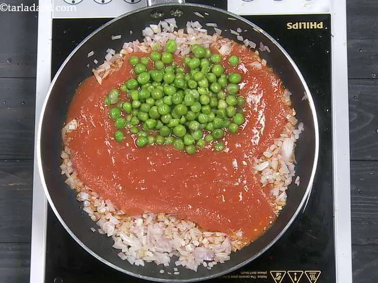 Step 10 – Add the green peas. We have boiled the green peas in a microwave before adding …