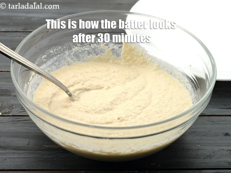 Step 17 – This will make the semolina swell slightly and make the batter little thicker. This is …