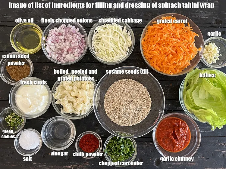 Step 2 – <strong>what is spinach tahini wrap made of ? </strong><u><em>See below image of list of ingredients …
