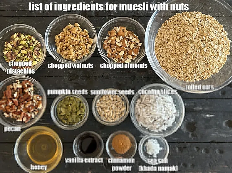 Step 2 – what is muesli made of ? See below image of list of ingredients for&nbsp;muesli.