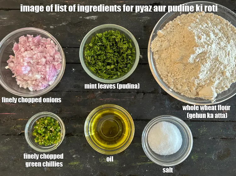 Step 2 – <strong>what is pyaz aur pudine ki roti &nbsp;made of ?</strong> <u><em>See below image of list …