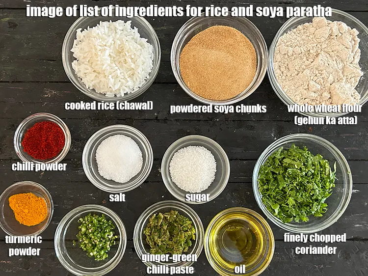 Step 2 – <strong>what is rice and soya paratha made of ? </strong><u><em>See below image of list of …