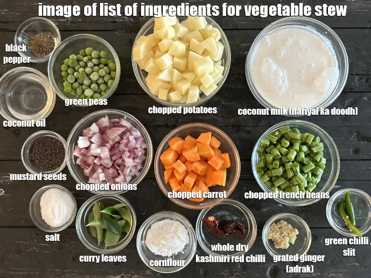 Step 2 – <strong>what is vegetable stew made of ? </strong><u><em>See below image of list of ingredients for …