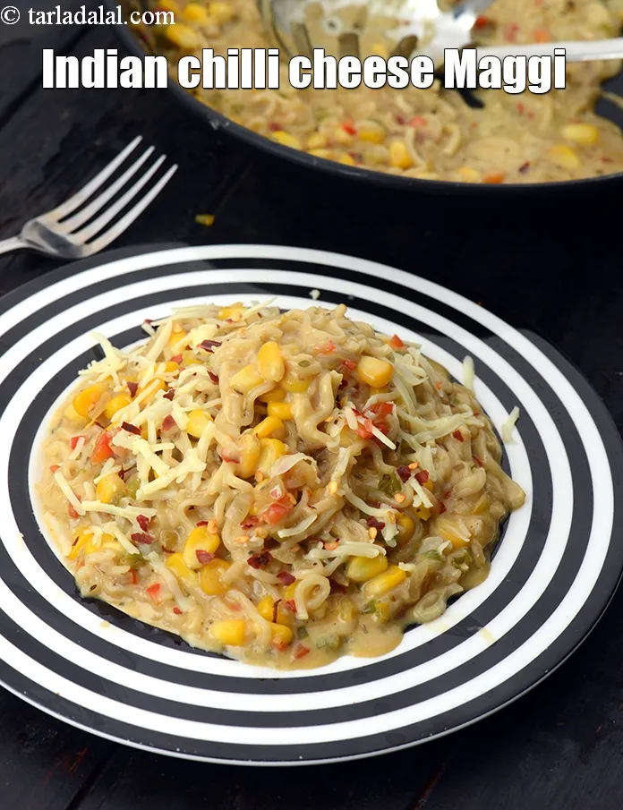 Step 21 – Serve <strong>cheesy Maggi recipe | Indian chilli cheese Maggi | street style cheese masala Maggi</strong> …