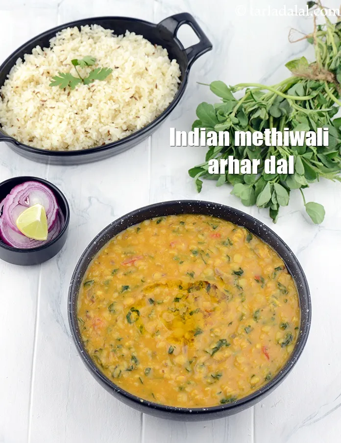 Step 24 – Serve <strong>methiwali dal recipe | Indian methiwali arhar dal | methi dal fry | lentils …