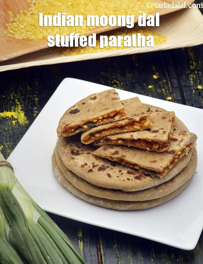 Step 31 – Serve <strong>moong dal and spring onion paratha recipe | Indian moong dal stuffed paratha | …