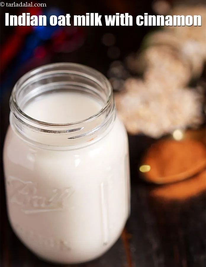 Step 12 – Serve <strong>homemade oat milk | Indian oat milk with cinnamon | healthy oats milk made …