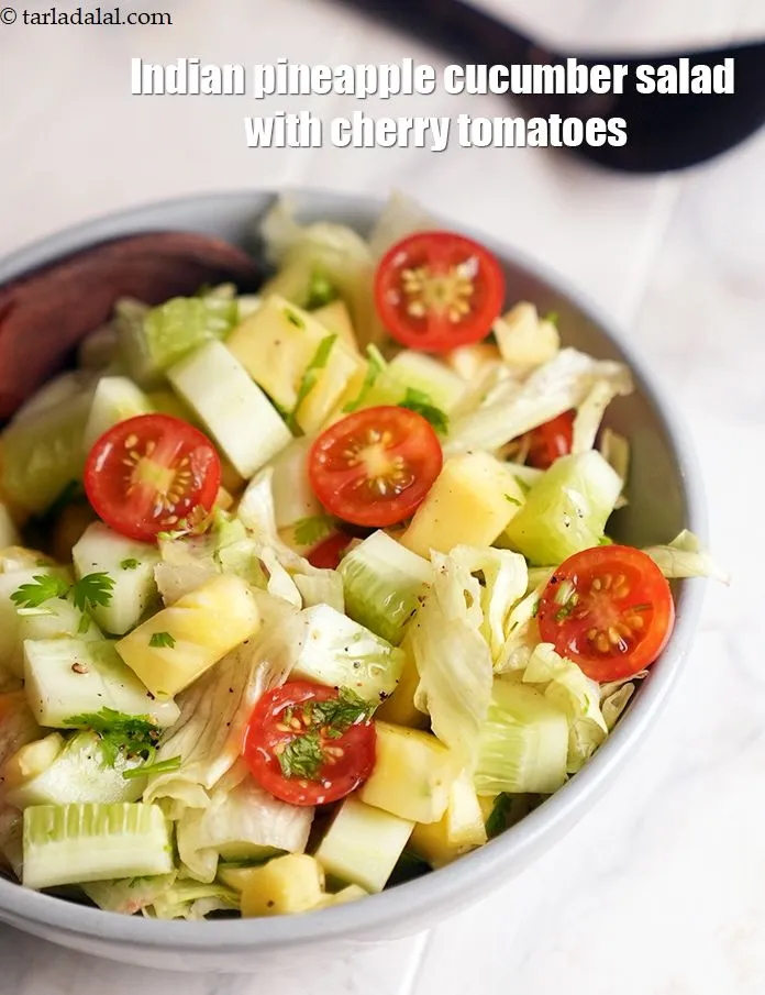 स्टेप 20 – अनानास खीरे का सलाद &nbsp;| चेरी टमाटर के साथ भारतीय …