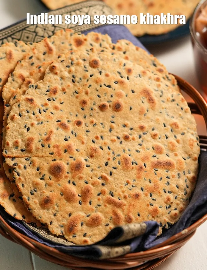 Step 19 – Cool and serve <strong>soya khakhra |&nbsp;Indian soya sesame&nbsp;khakhra | whole wheat soya til khakhra |</strong>.