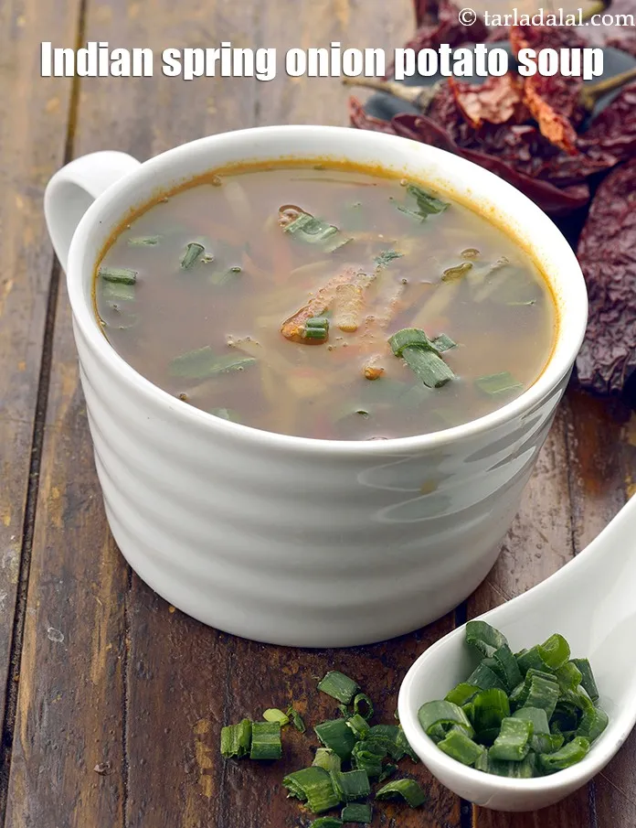 Step 25 – Serve<strong> potato and spring onion soup recipe | Indian spring onion potato soup | Thai …