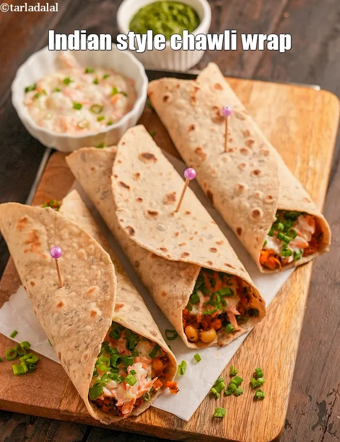 Step 42 – Serve <strong>chawli mint wrap recipe | Indian style chawli wrap | healthy chawli wrap with …