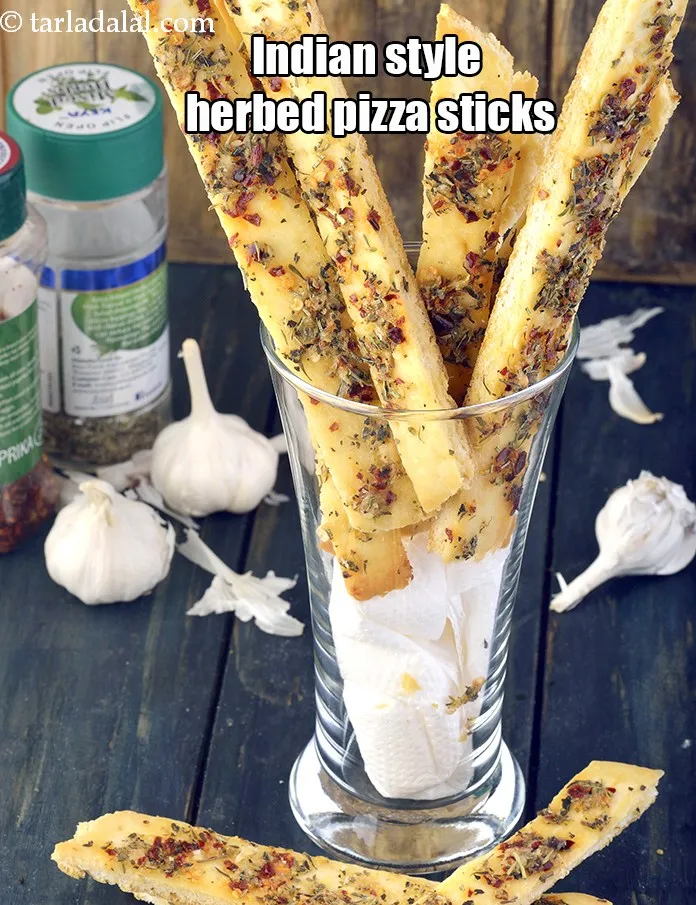 Step 18 – Serve <strong>herbed pizza strips recipe | Indian style herbed pizza sticks | homemade garlic and …