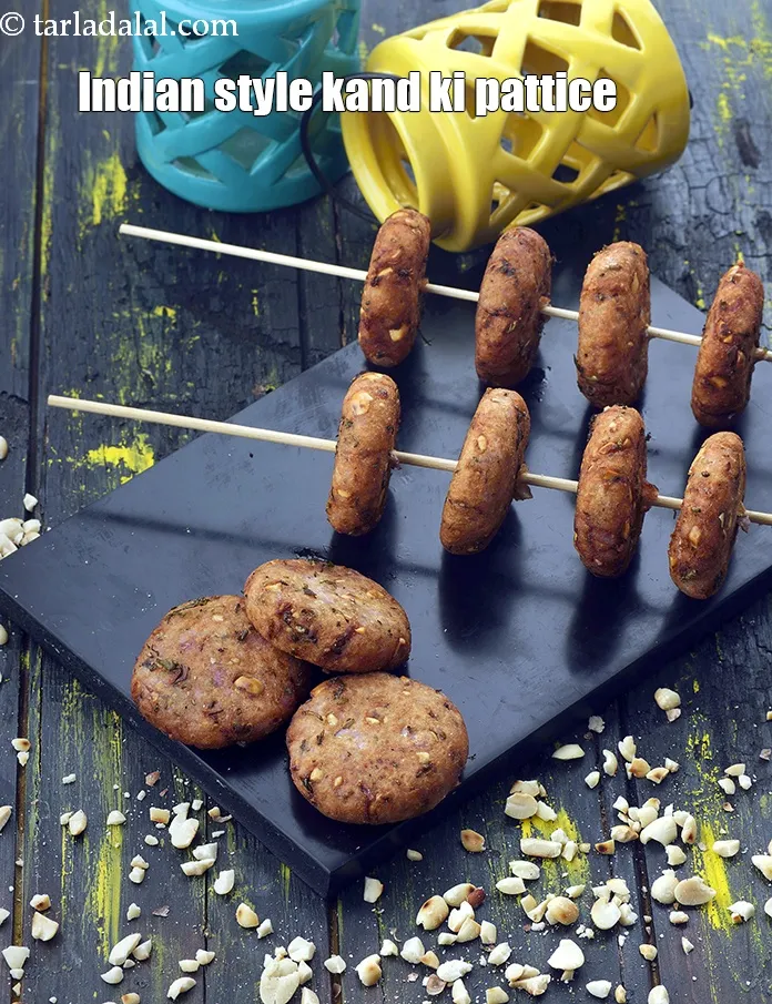 Step 23 – Serve <strong>kand tikki | Indian style kand ki pattice | purple yam tikki | vrat …