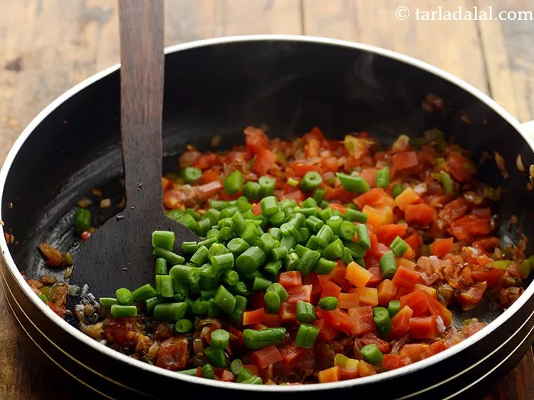 Step 12 – Add french beans.
