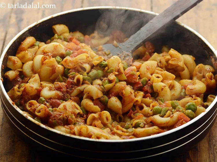 Step 22 – Toss well and cook&nbsp;<strong>Indian style macaroni | macaroni pasta | masala veg masala pasta | …