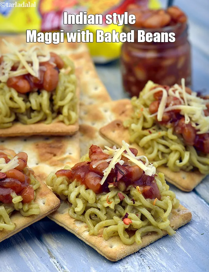 Step 18 – Serve <strong>Maggi and baked beans on crackers | Maggi and baked beans on toast | …