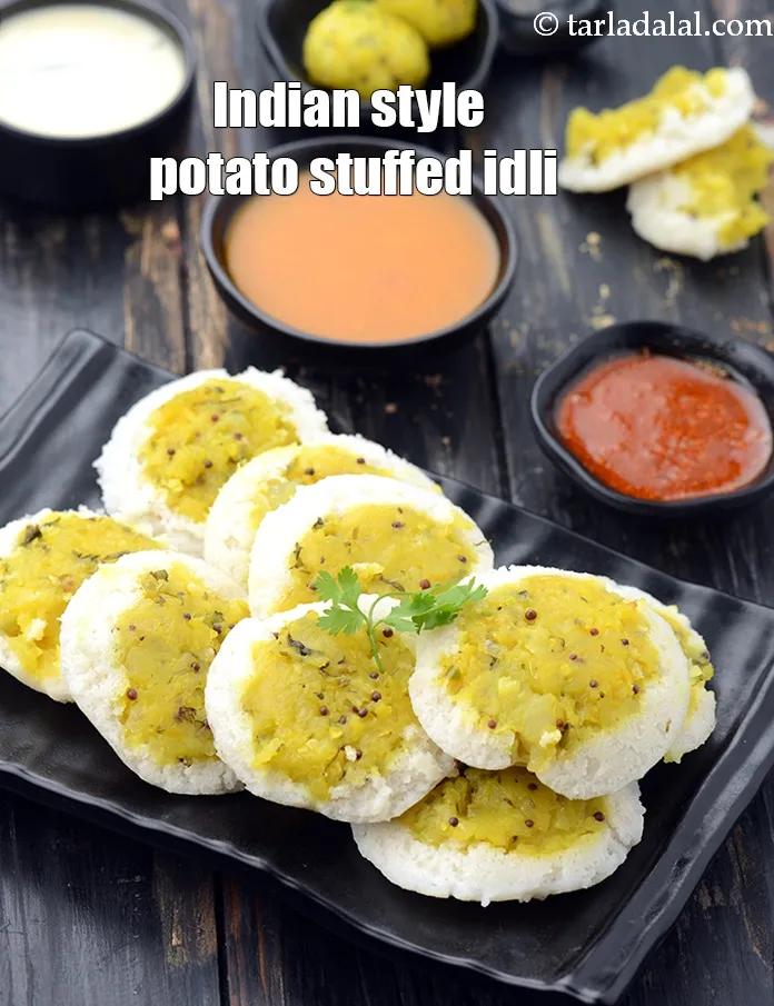 Step 25 – Serve <strong>aloo stuffed idli recipe | Indian style potato stuffed idli | instant aloo masala …