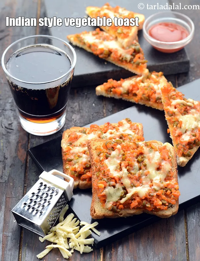 Step 20 – Serve <strong>mixed vegetable open toast recipe | Indian style vegetable toast | veg open bread …