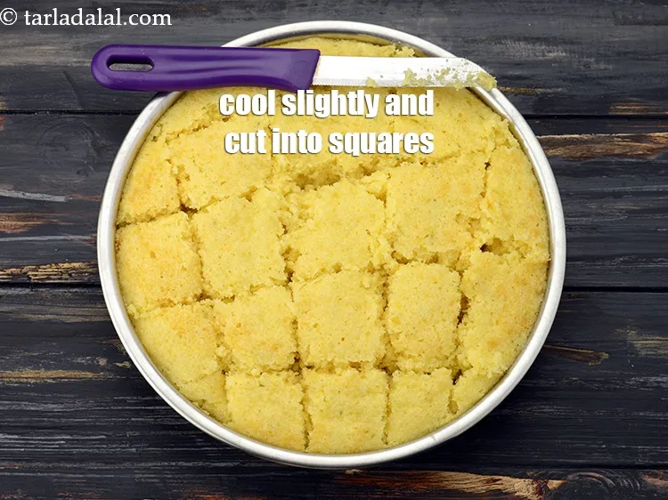 Step 29 – Before cutting the dhokla into pieces make sure you allow them to cool atleast for …