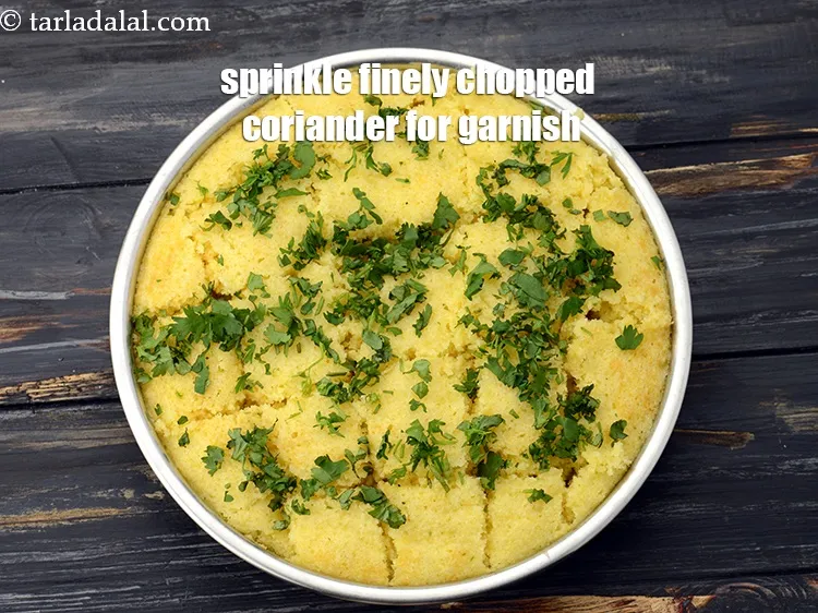 Step 20 – Sprinkle 1 tbsp&nbsp;finely&nbsp;<a href="https://www.tarladalal.com/glossary-chopped-coriander-783i">chopped coriander (dhania)</a> evenly for garnish.&nbsp;