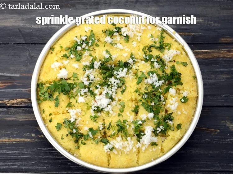 Step 21 – Sprinkle 1 tbsp&nbsp;<a href="https://www.tarladalal.com/glossary-grated-coconut-852i">grated coconut</a>&nbsp;evenly for garnish.&nbsp;