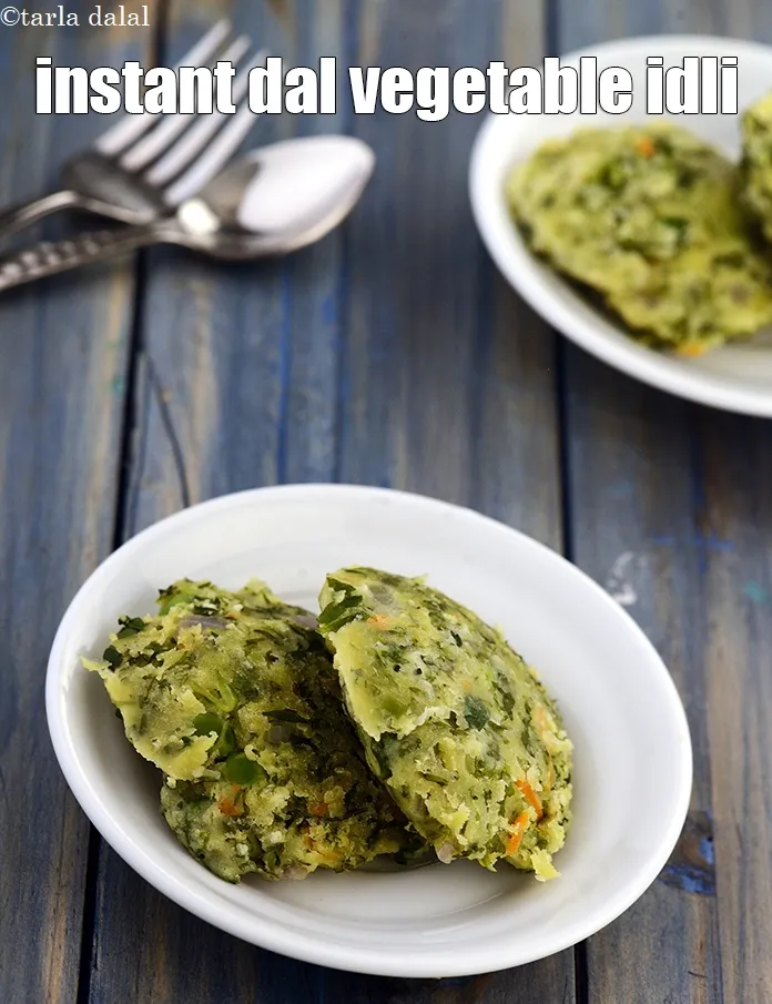 Step 40 – <meta charset="UTF-8" />Serve hot&nbsp;<strong>dal and vegetable&nbsp;idli | </strong>with&nbsp;<a href="https://www.tarladalal.com/Sambar-Recipe-South-Indian-Homemade-Sambar-Recipe-1557r">sambar</a>&nbsp;or&nbsp;<a href="https://www.tarladalal.com/Coconut-Chutney--(-Idlis-and-Dosas)-1653r">coconut chutney</a>.&nbsp;