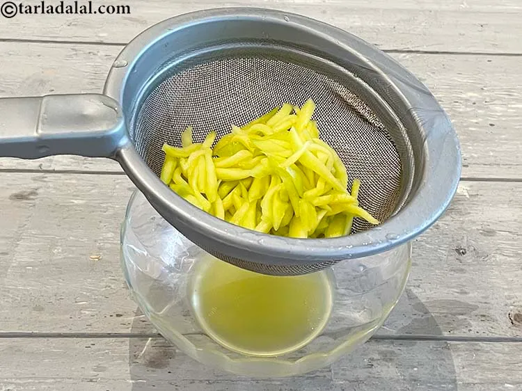 Step 11 – Drain out and discard the mango water. Note that you will have to squeeze the …