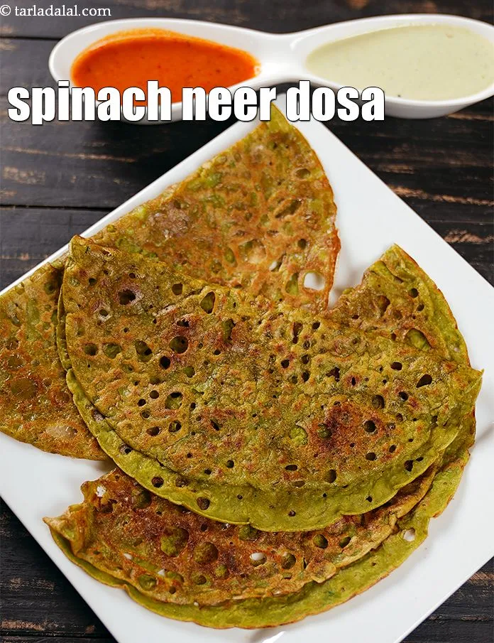 Step 19 – Serve <strong>instant palak dosa</strong> immediately with <a href="https://www.tarladalal.com/coconut-chutney-1653r">coconut chutney</a> and <a href="https://www.tarladalal.com/sambhar-3578r">sambhar</a>.
