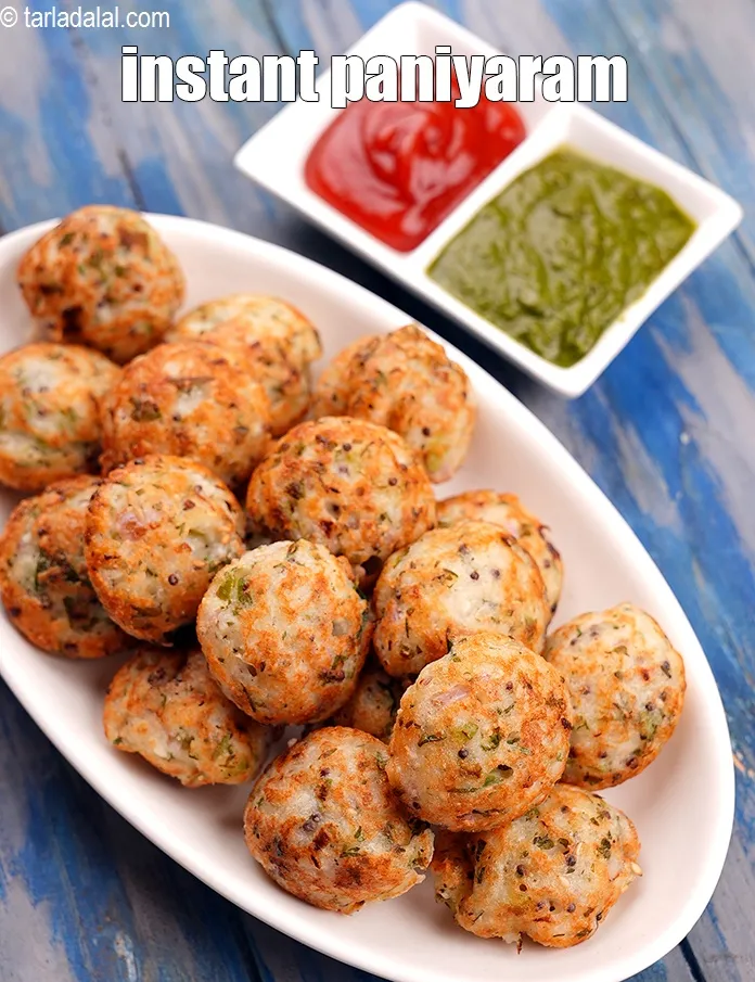 Step 25 – Serve <strong>paneer and vegetable appe</strong> immediately with green chutney and tomato ketchup.&nbsp;