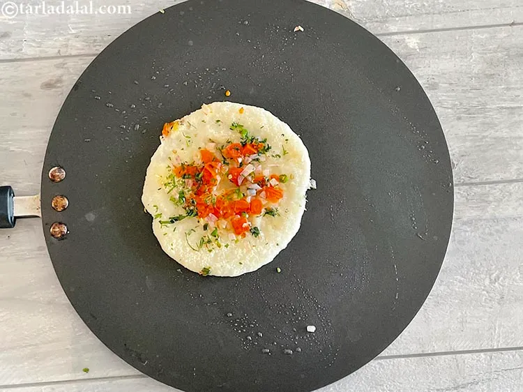 Step 23 – Flip over and your<strong>&nbsp;rava uttapam |&nbsp;jhatpat suji uttapam | onion tomato rava uttapam</strong> | is …