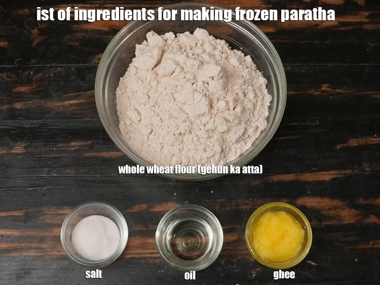 Step 5 – <u><em>See the below image of list of ingredients for making frozen paratha.</em></u>