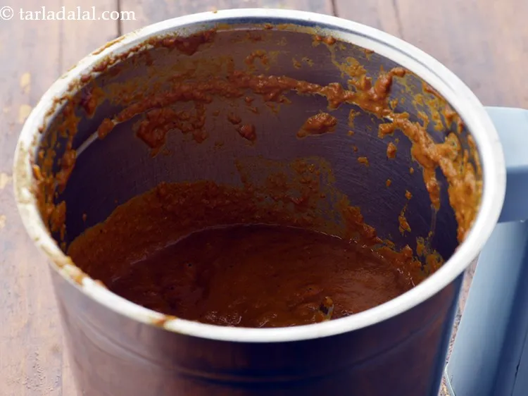 Step 28 – Switch of the flame, cool it slightly and blend it in a mixer till smooth.