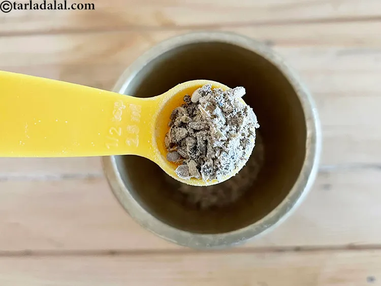 Step 9 – Ground to a coarse mixture (large particles, not fine).