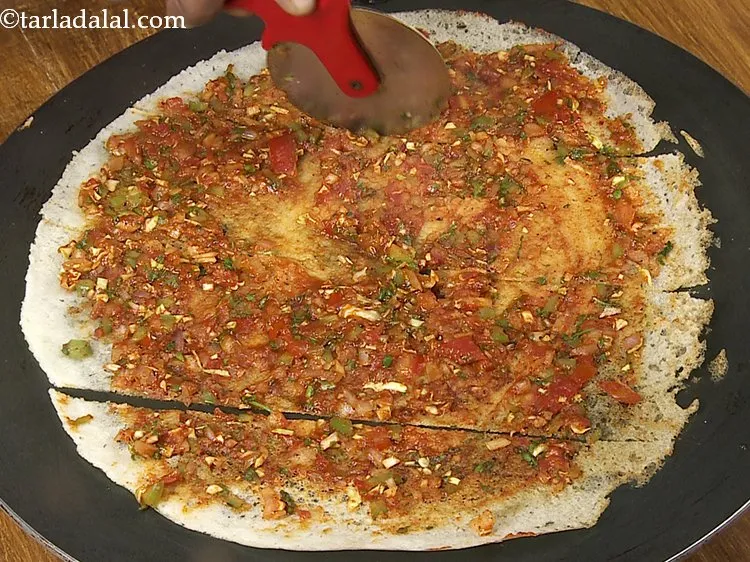 Step 25 – Cut into 4 equal strips vertically using a pizza cutter.