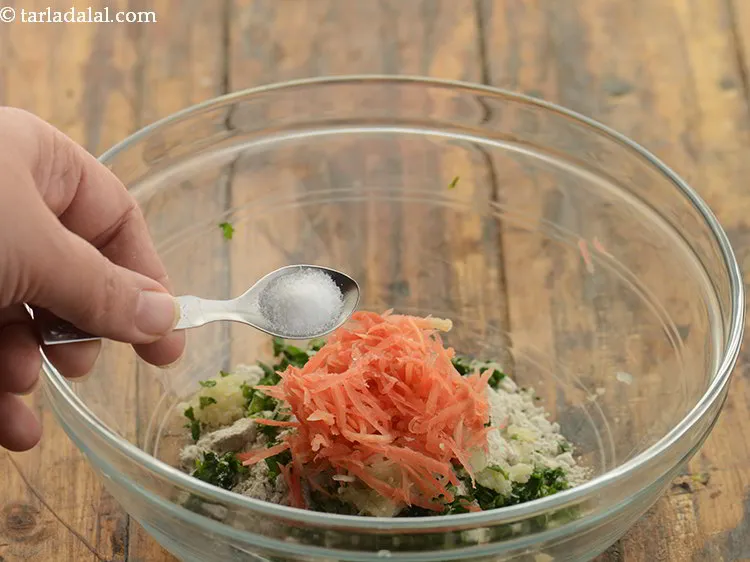 Step 13 – Add restricted quantity of salt if you are making this <strong>healthy vegetable roti for toddlers</strong>. …