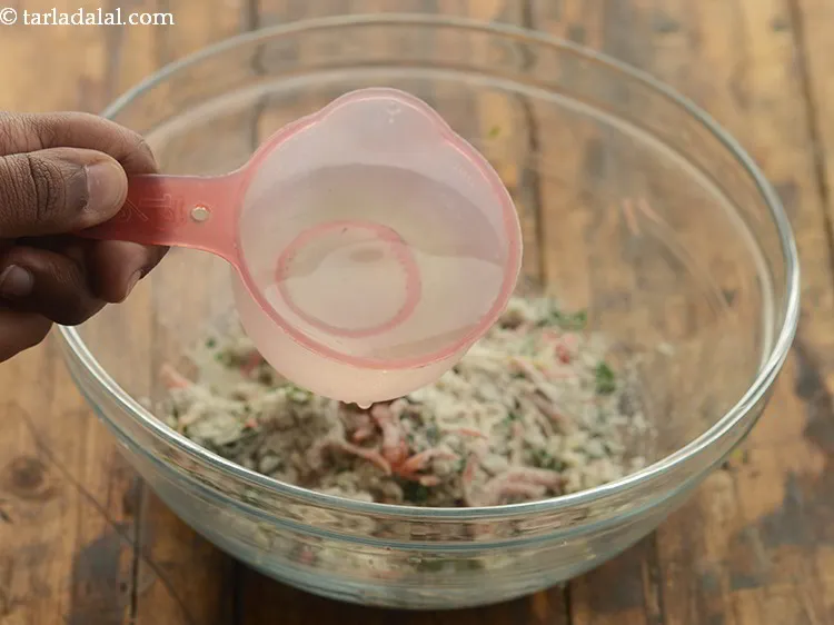 Step 15 – <div> Add enough water for kneading. You will require approx. 2 tbsp of water.</div>